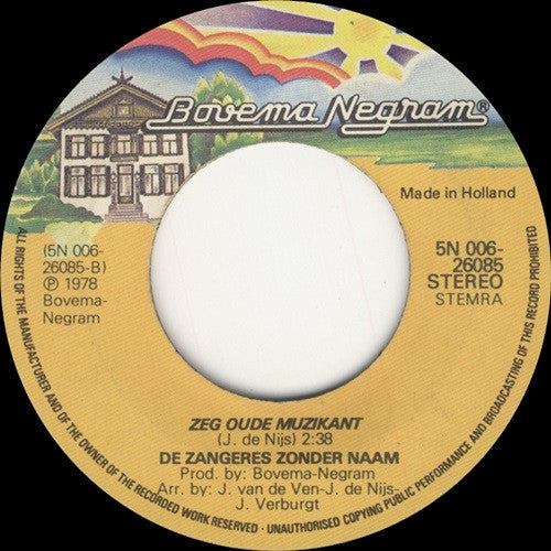 Zangeres Zonder Naam : In De Haven Klinkt Een Lied (7", Single)