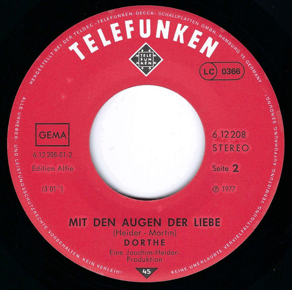 Dorthe* : Lieder Im Wind (7", Single)