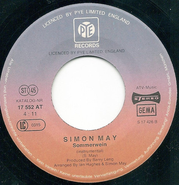 Simon May : Sommer-Wein (7", Single)