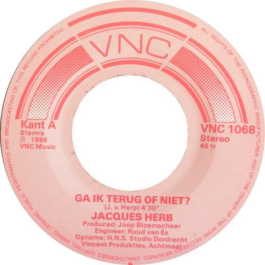 Jacques Herb : Ga Ik Terug Of Niet ? (7", Single)