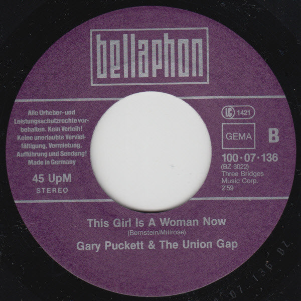 Gary Puckett & The Union Gap : Young Girl / This Girl Is A Woman Now (7", Single)