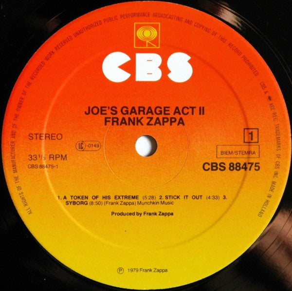 Frank Zappa : Joe's Garage Acts II & III (2xLP, Album)