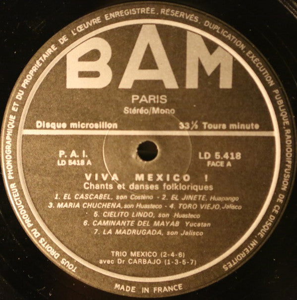 Roque Carbajo Et Trio Mexico : Viva Mexico! (LP, Mono)