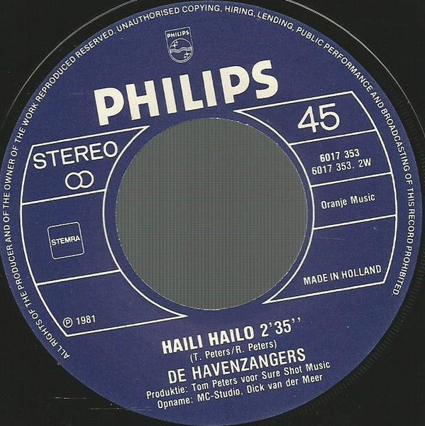 De Havenzangers : Het Vissersmeisje (7", Single)