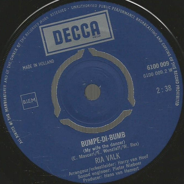 Ria Valk : Zakezoe Zakaza / Bumpediebump (7", Single)