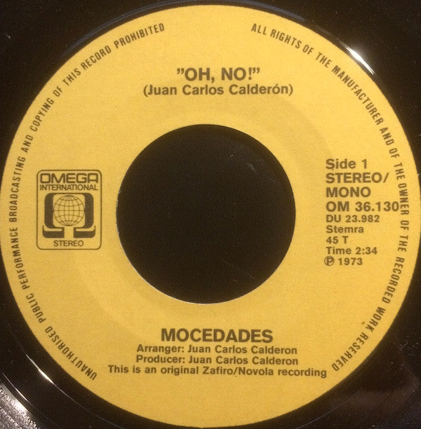 Mocedades : "Oh No" / Mary Ann (7", Single)
