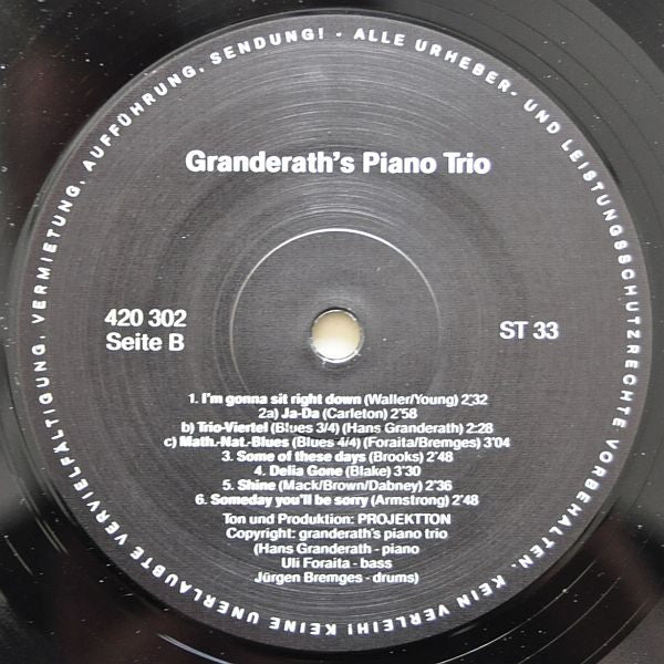 Granderath's Piano Trio : Granderath's Piano Trio (LP, Album)