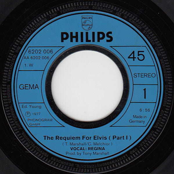 Regina (55) : The Requiem For Elvis (7", Single)