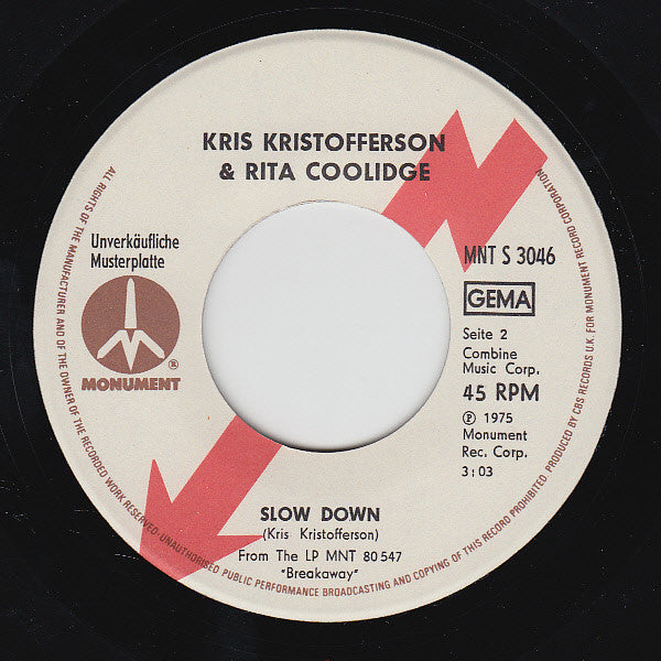 Kris Kristofferson & Rita Coolidge : Lover Please (7", Single, Promo)