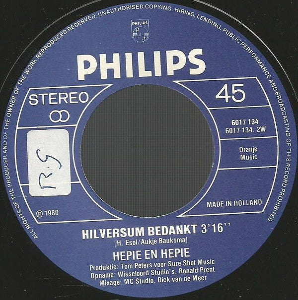Hepie & Hepie : Jongen Ik Maak Me Zorgen (7")