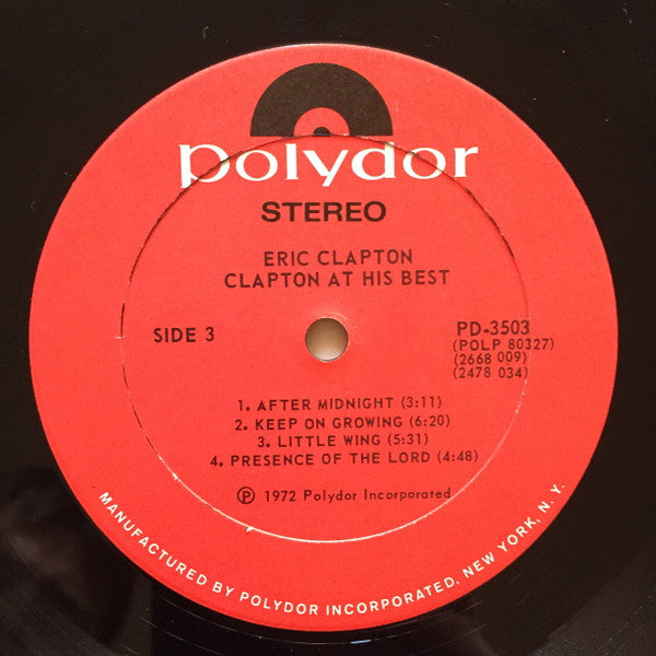 Eric Clapton : At His Best (2xLP, Comp, PRC)