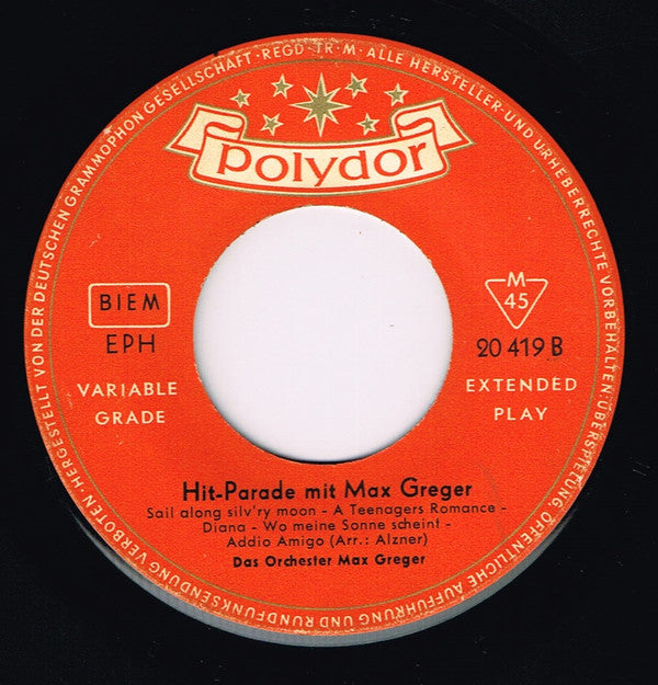 Max Greger Und Sein Orchester : Hit-Parade Mit Max Greger (7", EP, Mono)