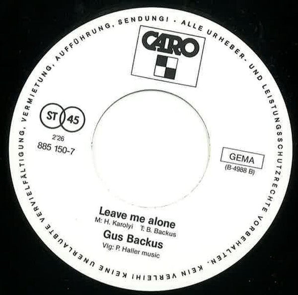 Gus Backus : Lonely Lady (7", Single)