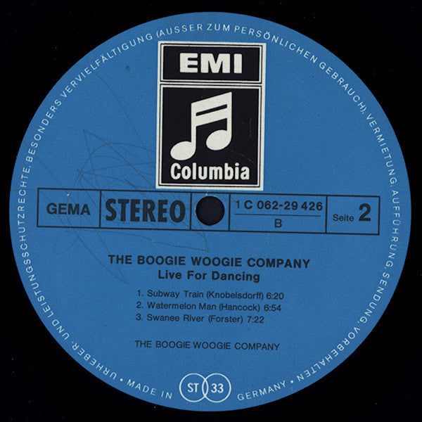 The Boogie Woogie Company : Live For Dancing (LP)