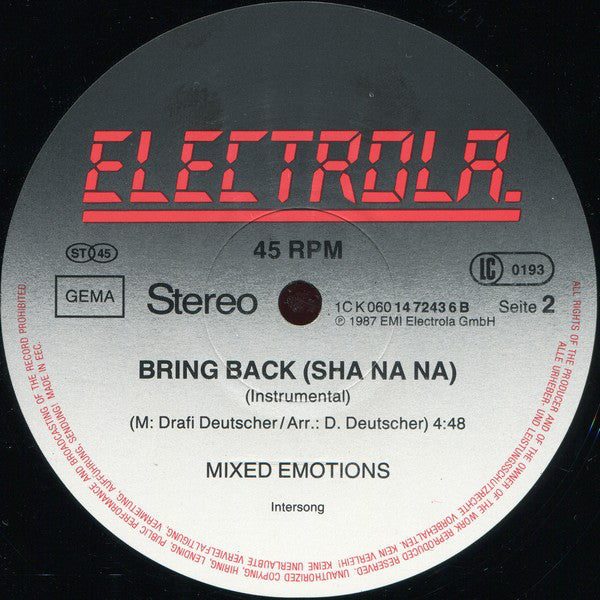 Mixed Emotions : Bring Back (Sha Na Na) (Extended Sha na na-Mix) (12")
