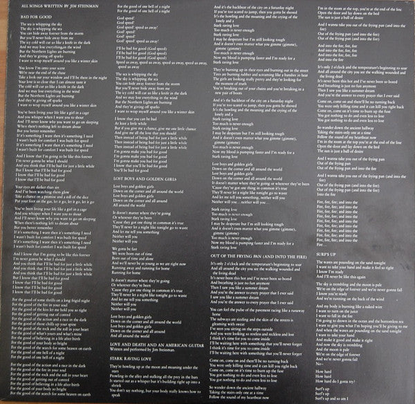 Jim Steinman : Bad For Good (LP, Album + 7", EP, Promo)