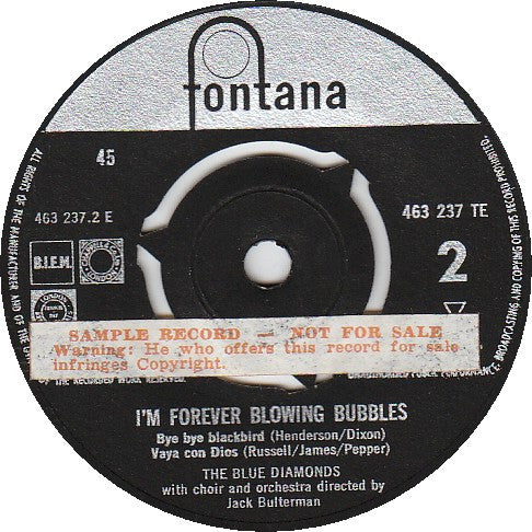 The Blue Diamonds : I'm Forever Blowing Bubbles (7")