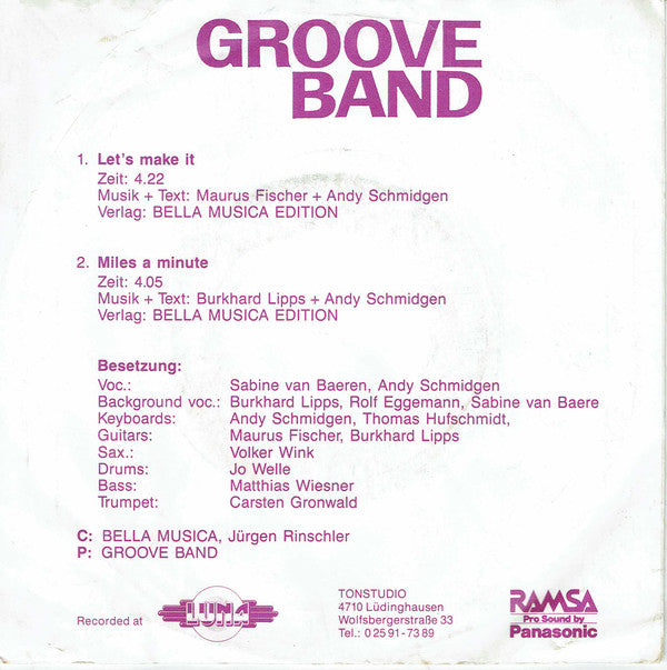 Groove Band : Letยดs Make It / Miles A Minute (7")