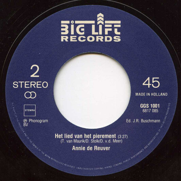 Annie de Reuver : Veel Bittere Tranen / Het Lied Van Het Pierement (7")