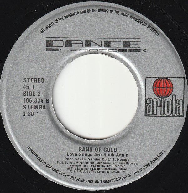 Band Of Gold : Love Songs Are Back Again (7", Single)