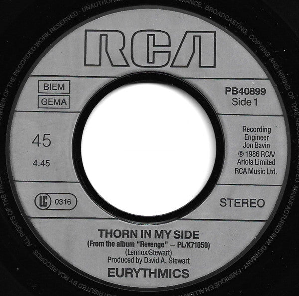 Eurythmics : Thorn In My Side (7", Single)