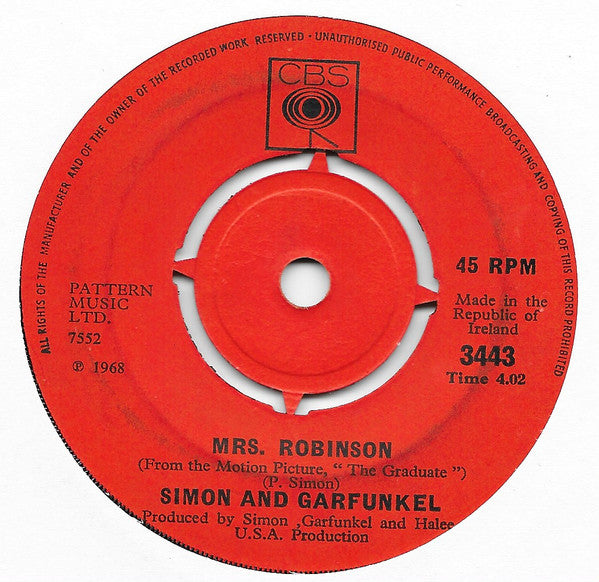Simon & Garfunkel : Mrs. Robinson (7", Single)