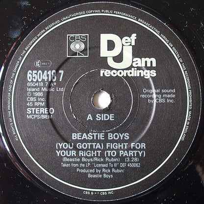 Beastie Boys : Fight For Your Right (7", Single)
