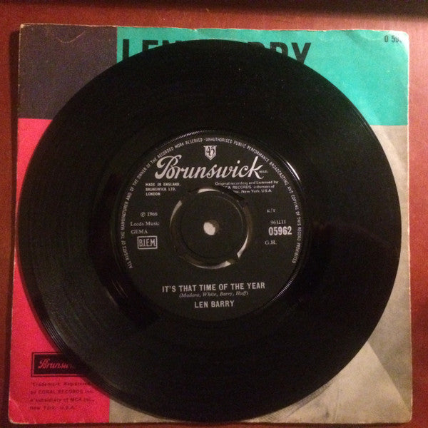 Len Barry : It's That Time Of The Year  (7", Single, Mono)