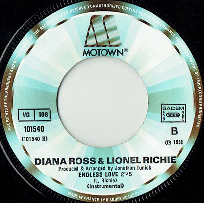 Diana Ross & Lionel Richie : Endless Love (7", Single)