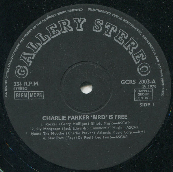 Charlie Parker : Bird Is Free (LP, Album, RE)