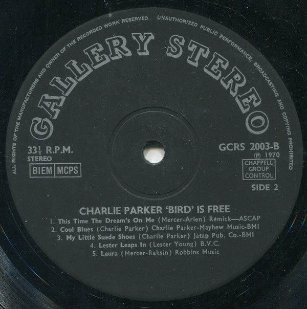 Charlie Parker : Bird Is Free (LP, Album, RE)