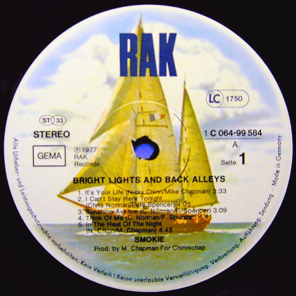 Smokie : Bright Lights & Back Alleys (LP, Album)