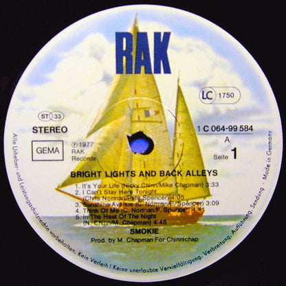 Smokie : Bright Lights & Back Alleys (LP, Album)
