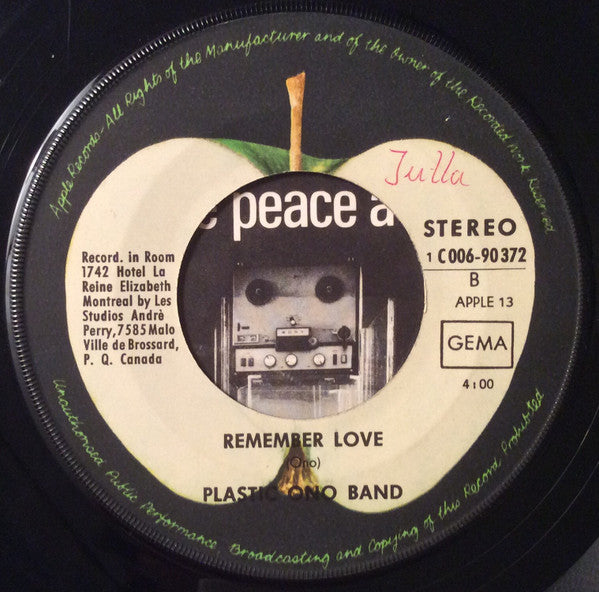 Plastic Ono Band* : Give Peace A Chance (7", Single)