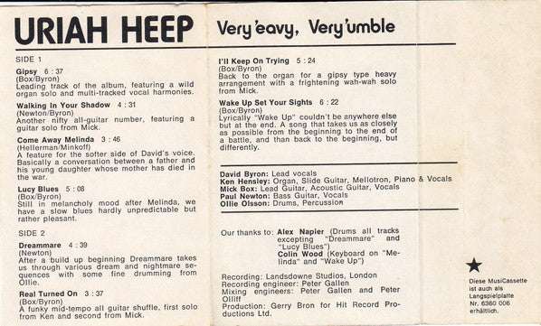 Uriah Heep : ...Very 'Eavy Very 'Umble... (Cass, Album)