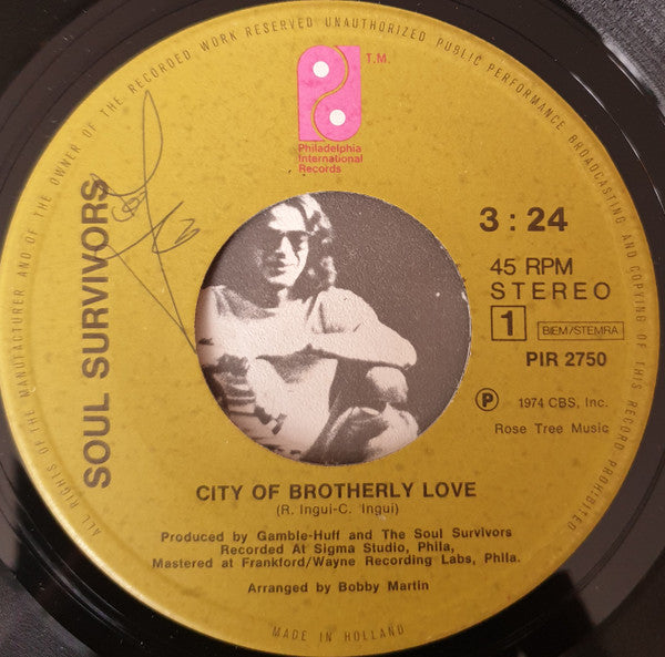 Soul Survivors : City Of Brotherly Love / Best Time Was The Last Time (7", Single)