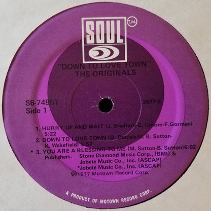 The Originals : Down To Love Town (LP, Album, Mon)