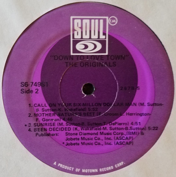 The Originals : Down To Love Town (LP, Album, Mon)