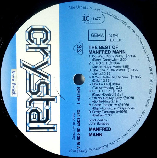 Manfred Mann : The Best Of Manfred Mann (LP, Comp, Mono, RE)