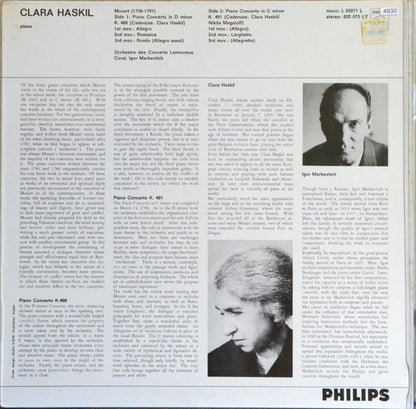 Clara Haskil, Mozart*, Orchestre Des Concerts Lamoureux, Igor Markevitch : Klavierkonzert D-Moll KV 466 / Klavierkonzert C-Moll KV  491 (LP, RE)