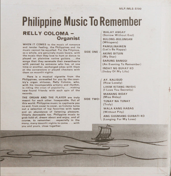 Relly Coloma : Philippine Music To Remember (LP, Album)