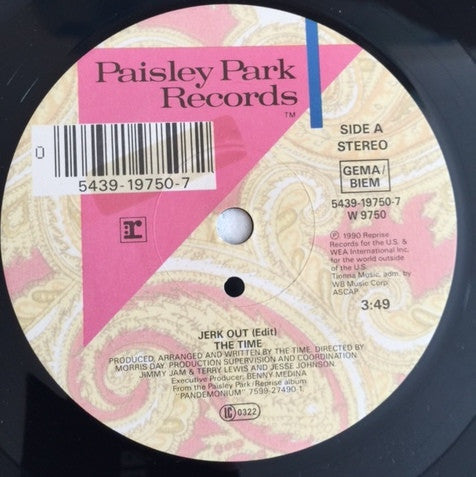 The Time : Jerk Out (7", Single, Sol)