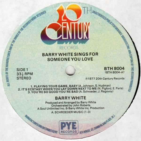 Barry White : Barry White Sings For Someone You Love (LP, Album, Gat)