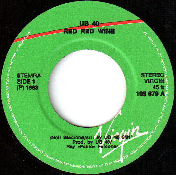 UB40 : Red Red Wine (7", Single)