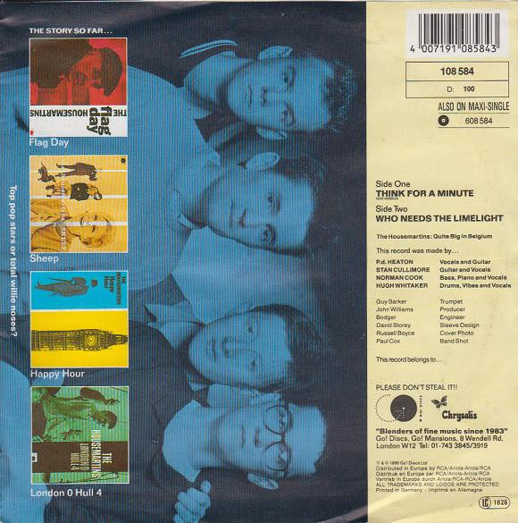The Housemartins : Think For A Minute (New Version) (7", Single)