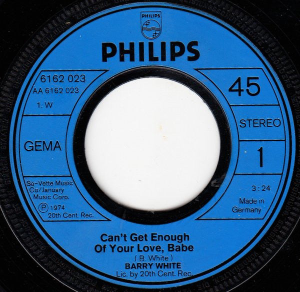 Barry White : Can't Get Enough Of Your Love, Babe (7", Single)