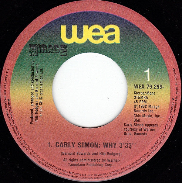 Carly Simon : Why (7", Single)