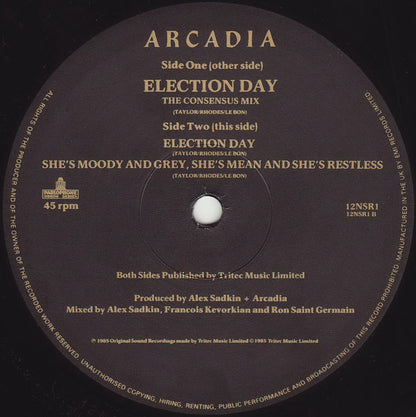 Arcadia (3) : Election Day (12", Single)