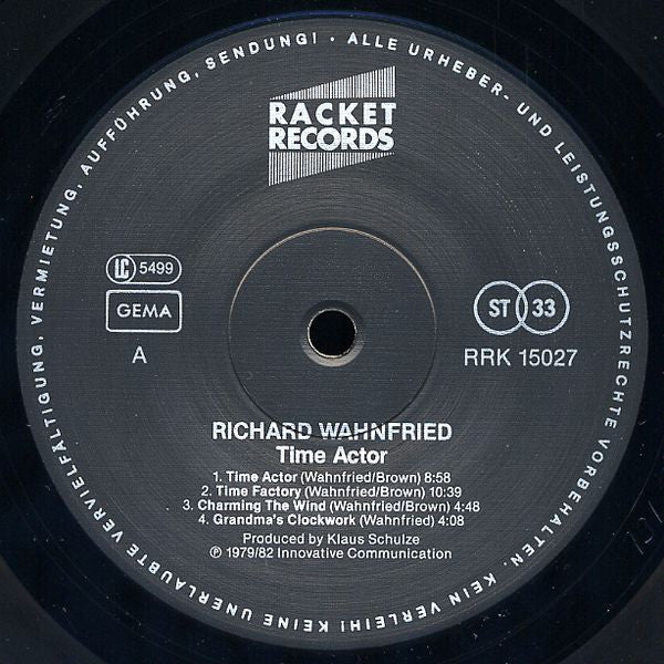 Richard Wahnfried : Time Actor (LP, Album, RE)
