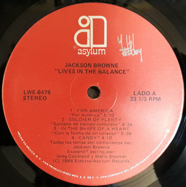 Jackson Browne : Lives In The Balance (LP, Album)